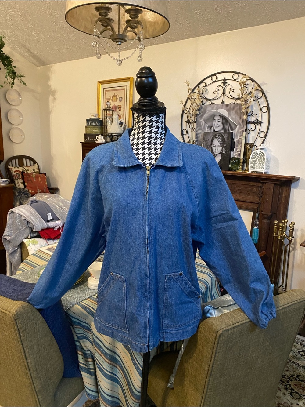Vintage CROSSROADS Zip Up Denim Jacket Size XL